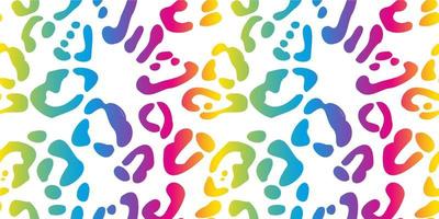 Rainbow leopard seamless pattern. Colorful neon vector background. Gradient wallpaper.