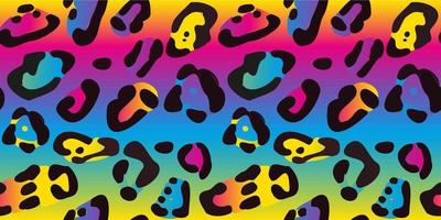 Rainbow leopard seamless pattern. Colorful neon vector background. Gradient wallpaper.