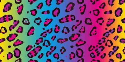 Rainbow leopard seamless pattern. Colorful neon vector background. Gradient wallpaper.