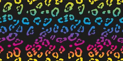 Rainbow leopard seamless pattern. Colorful neon vector background. Gradient wallpaper.
