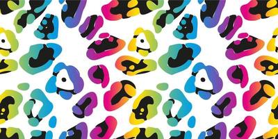 Rainbow leopard seamless pattern. Colorful neon vector background. Gradient wallpaper.
