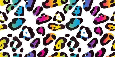 Rainbow leopard seamless pattern. Colorful neon vector background. Gradient wallpaper.