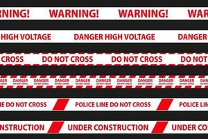 Danger, caution and warning seamless tapes. vector