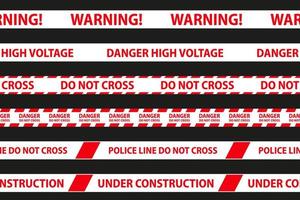 Danger, caution and warning seamless tapes. vector