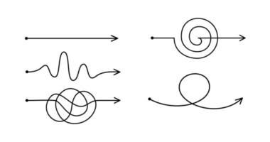 camino de garabato de garabato dibujado a mano diferente vector