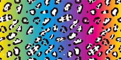 Rainbow leopard seamless pattern. Colorful neon vector background. Gradient wallpaper.