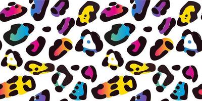 Rainbow leopard seamless pattern. Colorful neon vector background. Gradient wallpaper.