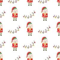 Christmas, New Year Illustration Background. Christmas Sheep Seamless Pattern Background vector