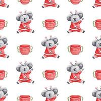 Koala Seamless Pattern Background. Christmas, New Year Illustration Background vector