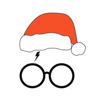 Symbol  glasses, lightning, and Santas hat. Vector