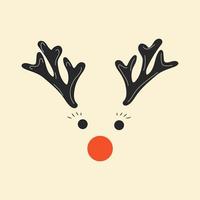 The face of a cute Christmas deer .Vector in cartoon style. All elements are isolated vector