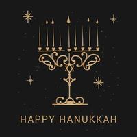 Happy Hanukkah lettering greeting card. Festive poster print typographical inscription. Vector illustration