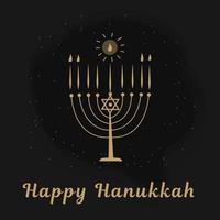 Happy Hanukkah lettering greeting card. Festive poster print typographical inscription. Vector illustration