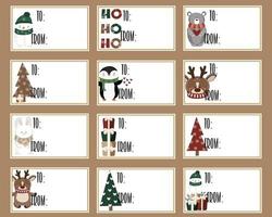 Christmas tags. Printable Gift tags with Merry Christmas vector