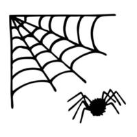 Simple hand drawn spider web illustration. Cute gossamer clipart. Halloween doodle for print, web, design, decor, logo vector