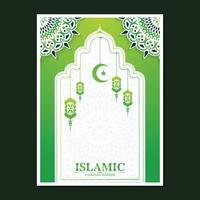 Green ramadan kareem islamic poster vector