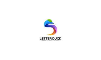 Modern Gradient Letter D Duck Logo Design Vector