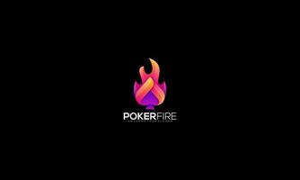 Poker Vector Logo Illustration Spade Flame Gradient Art Style.