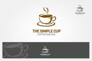 The Simple Cup Coffee House Logo Template. Vector Cup of Coffee on White Background, vector logo illustration.