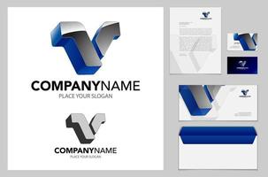 Creative V letter logo design template. An excellent logo template suitable for companies whose name starts with the letter V. vector