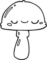 line drawing cartoon mushroom vector