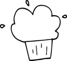 line drawing cartoon cupcake vector