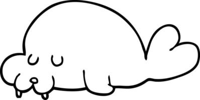 line drawing cartoon walrus vector