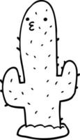 cactus de dibujos animados de dibujo lineal vector