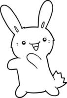 line drawing cartoon rabbit vector