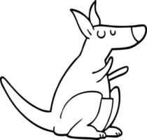 line drawing cartoon kangaroo vector