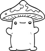 line drawing cartoon mushroom vector