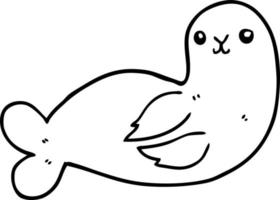line drawing cartoon seal vector