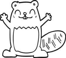 line drawing cartoon beaver vector