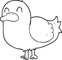 pato de dibujos animados de dibujo lineal vector