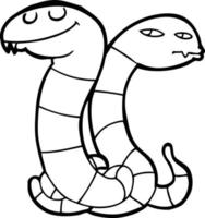 serpientes de dibujos animados de dibujo lineal vector