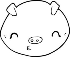 line drawing cartoon pig vector