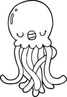 line drawing cartoon jellyfish vector