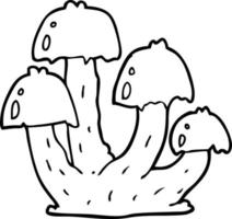 line drawing cartoon mushrooms vector