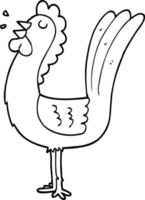 line drawing cartoon rooster vector