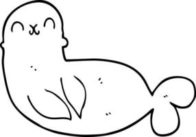 line drawing cartoon seal vector