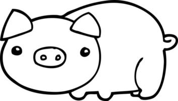 cerdo de dibujos animados de dibujo lineal vector