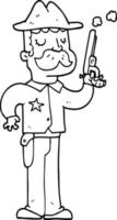 line drawing cartoon sheriff vector