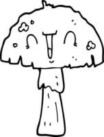 line drawing cartoon mushroom vector