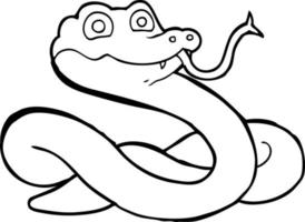 serpiente de dibujos animados de dibujo lineal vector