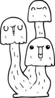 line drawing mushroom vector