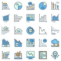 Carbon Dioxide CO2 Charts and Graphs colored vector icons