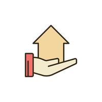 Hand with House vector Real Estate concept colored icon