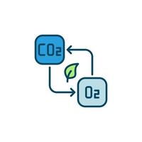 O2 to CO2 Carbon Dioxide vector colored icon