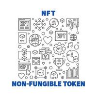 ilustración de concepto de vector de token no fungible. bandera nft