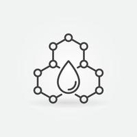 gota de agua con icono de concepto de vector de contorno de molécula